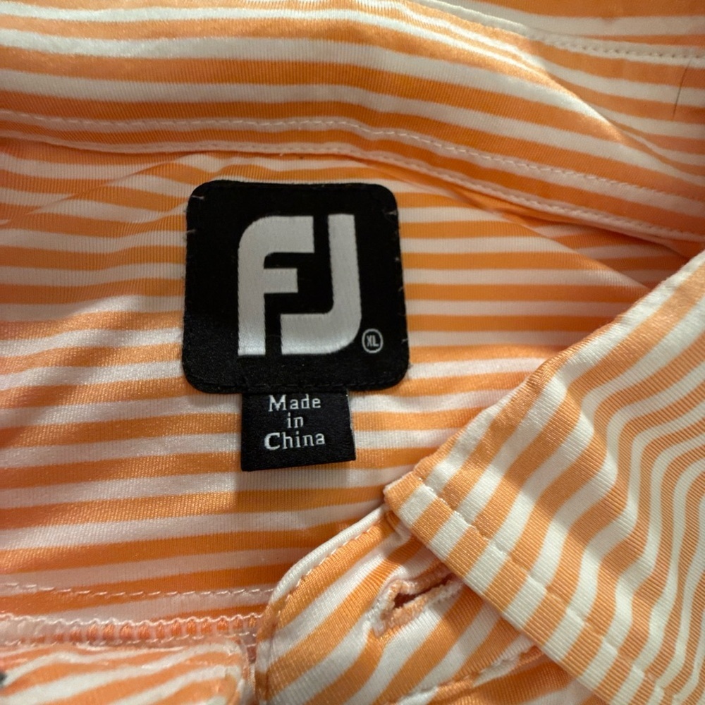 Footjoy Shirt Mens Extra Large Orange Striped Performance Polo Golf - Picture 3 of 9